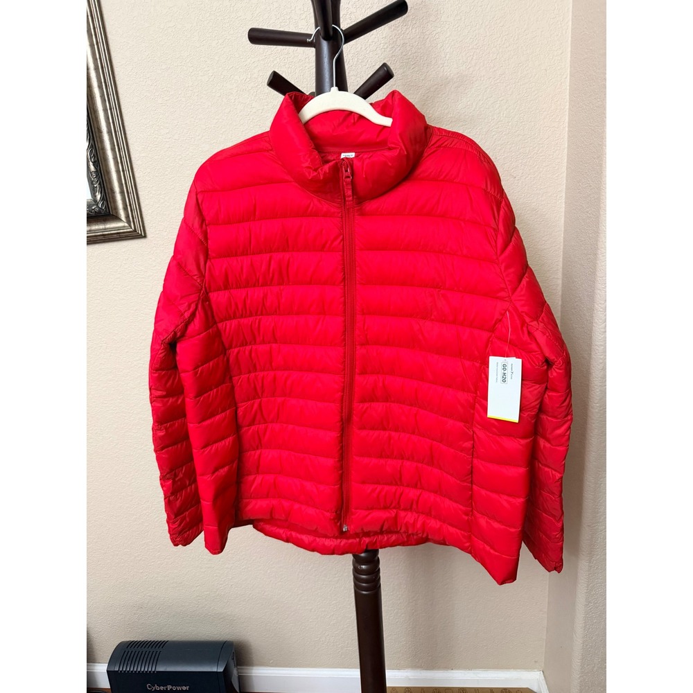 Old Navy Active GO-H2O Red Puffer Jacket Women XXL Water Resistant Quilted Coat
